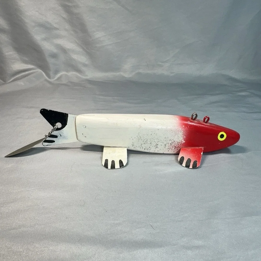 Vintage Duey Johnson Signed Ice Fishing Spearing Decoy Marked D Minnesota 9